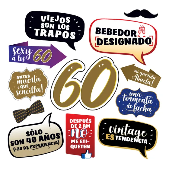 Photoprops Cumple 60 Años - Carteles Full Color Imprimibles