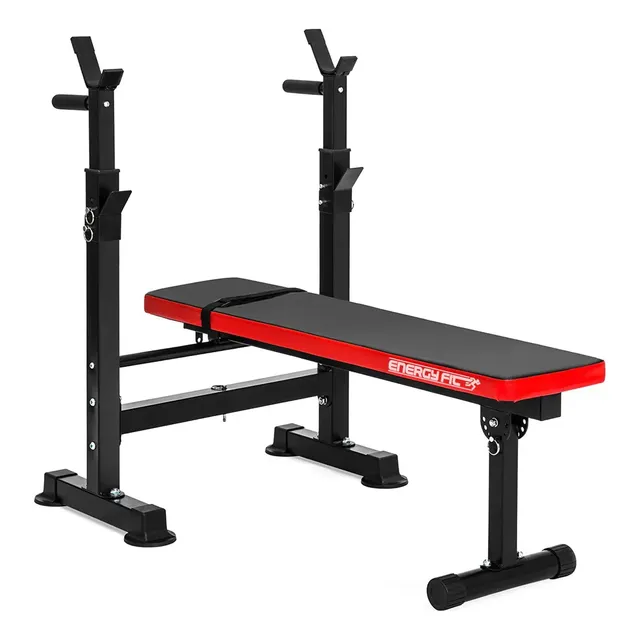 Banco De Pecho Pesas Plano Regulable Plegable + Paralelas Energy Fit