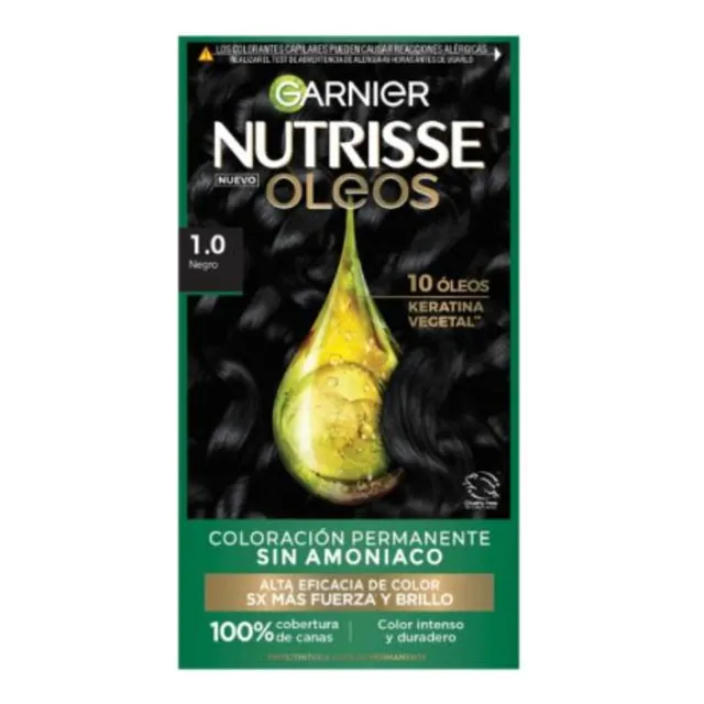 Tinte Garnier Nutrisse Tinta Garnier Nutrisse óleos N°1.0 Negro tono n°1.0 negro para cabello
