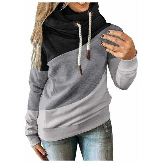 Hotkey Dama's Fashion Hoodie Long Sleeve Cowl Neck Solid