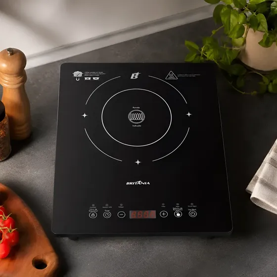 Fogão Cooktop De Indução Britânia Touch 1 Boca Portátil 127v
