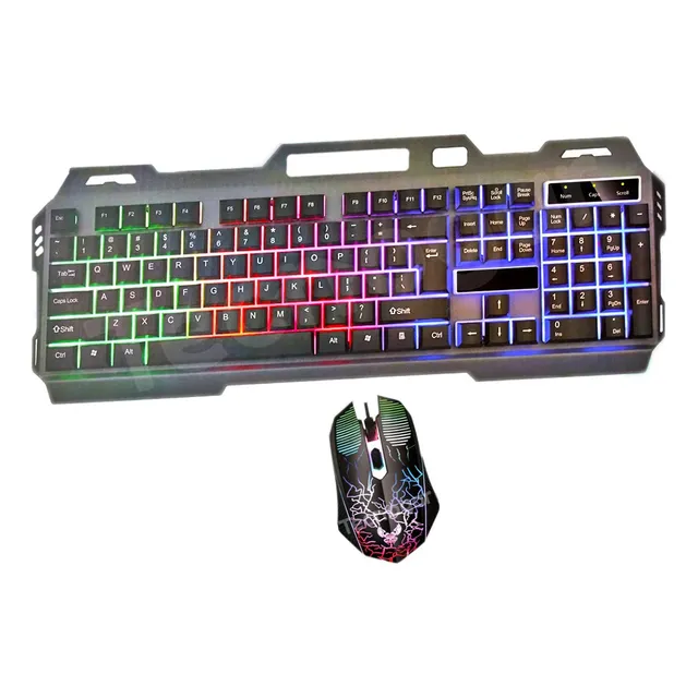 Teclado Y Mouse Gamer Mecánico Retroiluminado Luces Led Rgb