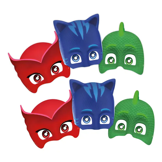Mascara Festa Pj Masks Decoração Resistente 6 Und Mais Cor