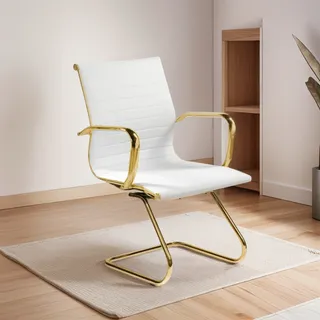 Cadeira Diretor Eames - Fixa - Branca Com Dourado Cadeira Diretor Eames - Fixa - Branca Com Dourado