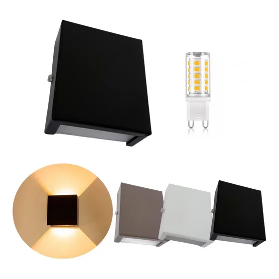 Arandela Slim 2 Focos Parede Externa/interna  + Led G9 7w 