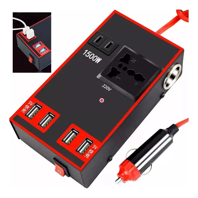 Inversor De Voltaje Auto Convertidor Corriente 12v 220v 1.5k