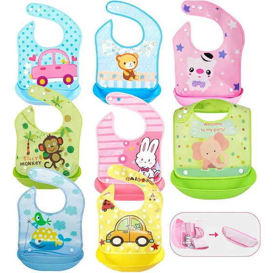 8 Unidades De Bonitos Baberos A Presión Para Niños