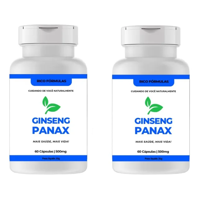Panax Coreano Foco Mental 2 Potes De 60 Cápsulas De 500mg