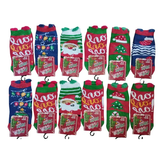 Medias De Navidas Adulto Y Niños Por Docena Tobillera Corta