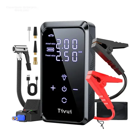Auxiliar Partida Bateria Portátil Tivui 1000a 100w Compressor Power Bank Energia Móvel Multifuncional 4 Em 1 De 10000mah Com Luzes De Emergência De Led