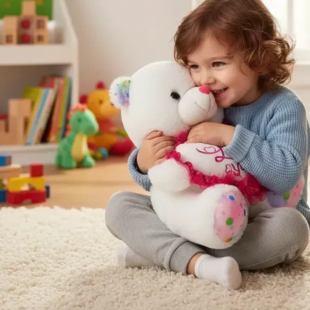 Urso De Pelúcia Coração Bordado Love You Romântico Brinquedo Rosa