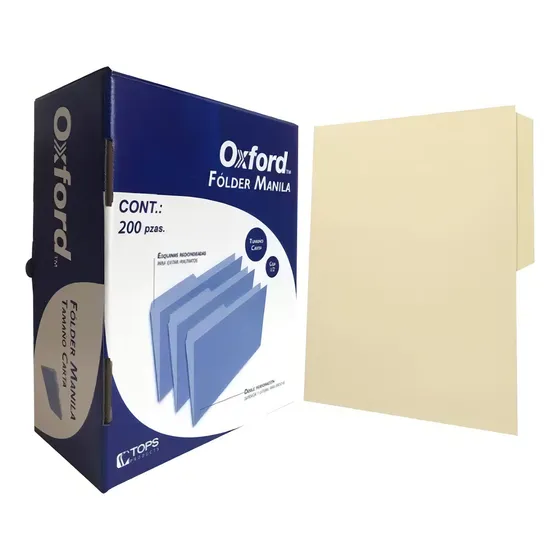 Fólder Manila Oxford, Tamaño Carta, Color Crema, 200 Color Crema