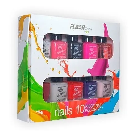 Esmaltes Pack 10 Tonos Mas Vendidos Flash Colors Gnp. Nice