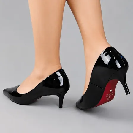 Scarpin Sapato Feminino Verniz Salto Baixo 5cm Sola Vermelha