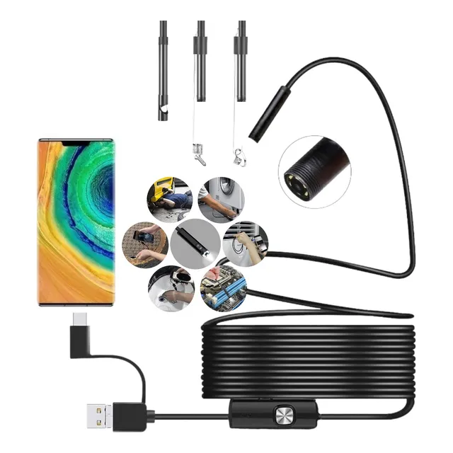 Camara Endoscopio Flexible 5metros 3en1 Usb Micro Usb Tipo C