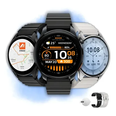 Smartwatch Haylou Watch 4s Tela De 1.43 Com Pulseira De Silicone - Cor Preto