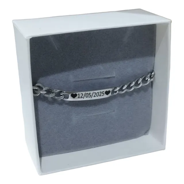 Pulsera Fina Personalizada, Grabado Laser Permanente. 