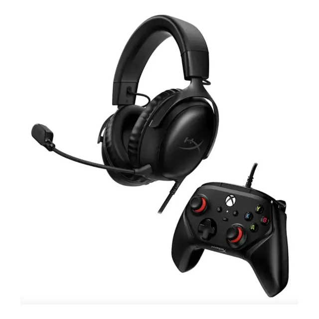 Audífonos Y Control Con Micrófonos Hyperx Gamer Blundle Color Negro