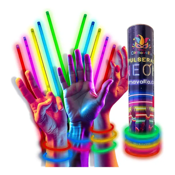 Grupo Carnavallia 100 Pulseras Neón Fosforescente Glow Stick Fiestas Eventos