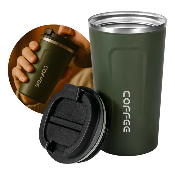 Vaso Termico Jarro Cafe Acero Inoxidable Tapa Antiderrame