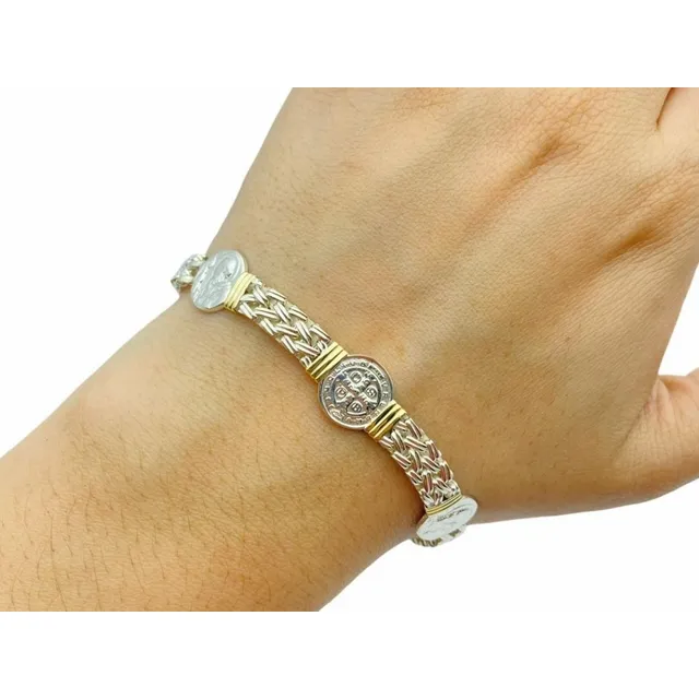 Pulsera Plata 925 Oro San Benito Mujer Regalo Día Enamorados