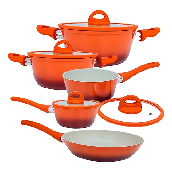 Conjunto Panelas Indução 5 Peças Miami Vermelho Casambiente