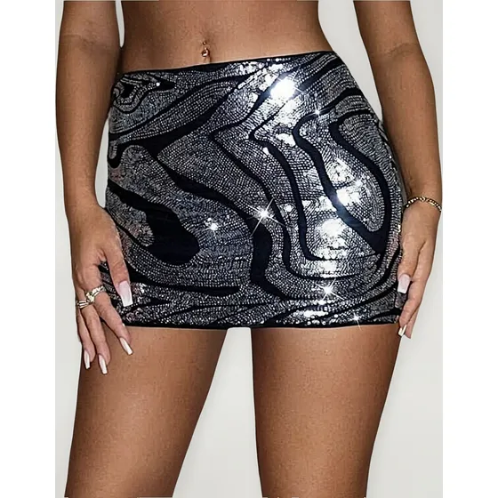 Pollera Mini Falda Lentejuelas Importada Shein Aesthetic Y2k