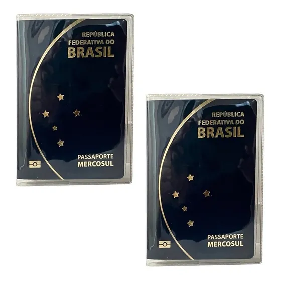 Capa Pvc Transparente Passaporte Com Bolso Kit Com 2 Capas