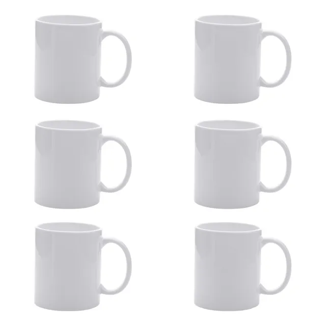 Taza Blanca De Loza 11 Onzas X 6 Unidaes