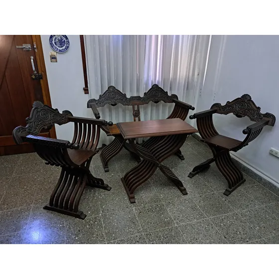 Juego De Living Antiguo Marrón