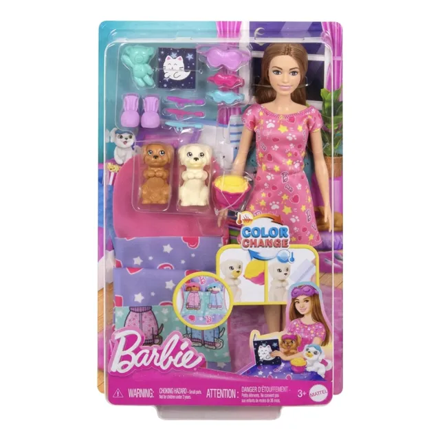 Muñeca Barbie Fiesta Pijamada De Cachorro Color Change 30 Cm