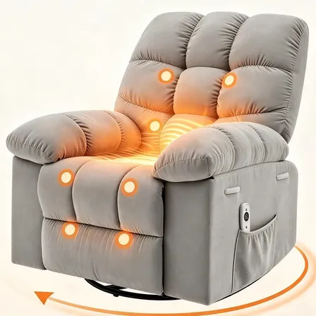 Poltrona Massageadora Reclinável com Aquecimento e 8 Pontos Vibratórios Cinza
