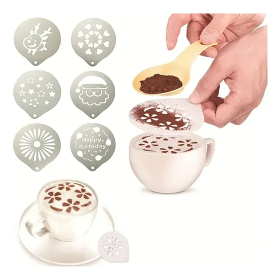 3x1 Plantilla Molde De Decoración Café Barista