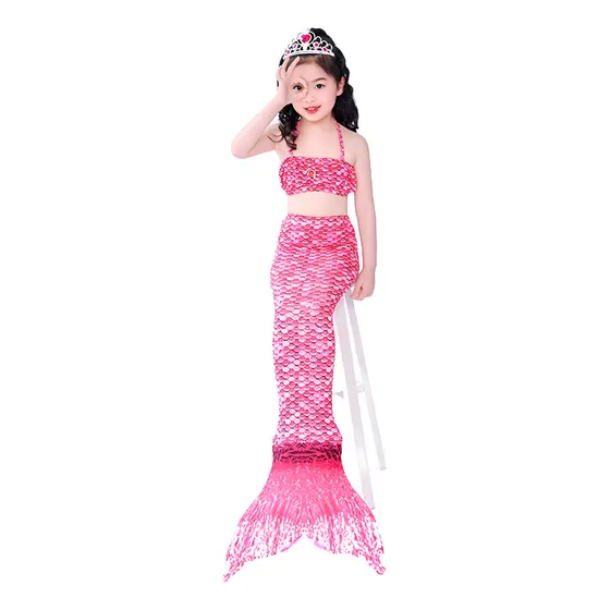 Sirena Cola Y Bikini Niñas Traje Baño Con Monoaleta, 3 Pzs