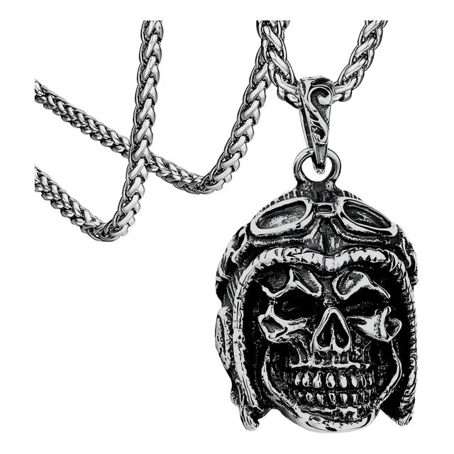 Collar Para Hombres Y Mujeres Dije Cráneo Motociclista Biker