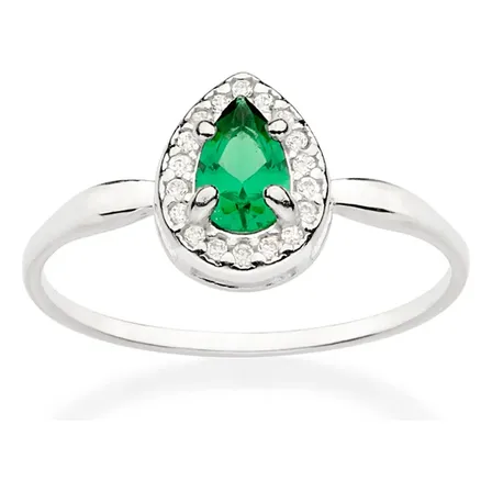 Anel Rommanel Solitário Prata 925 Com Zircônias 810244