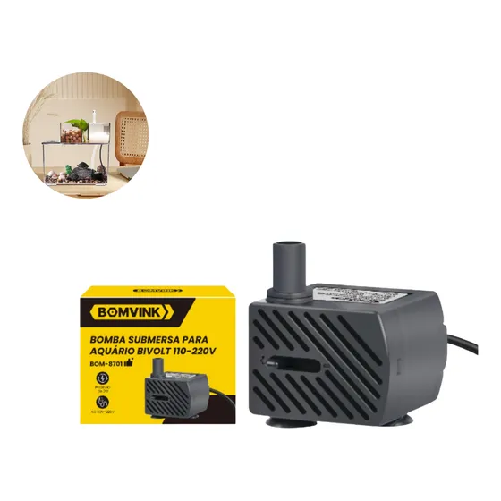 Mini Bomba Submersa Para Aquários Ajustável 8701V 8701