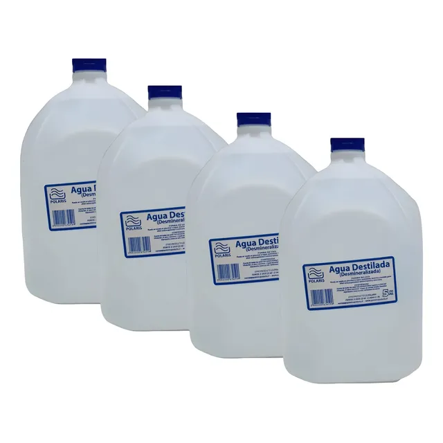 Agua Destilada Desmineralizada Bidón 5lt - Pack 4un