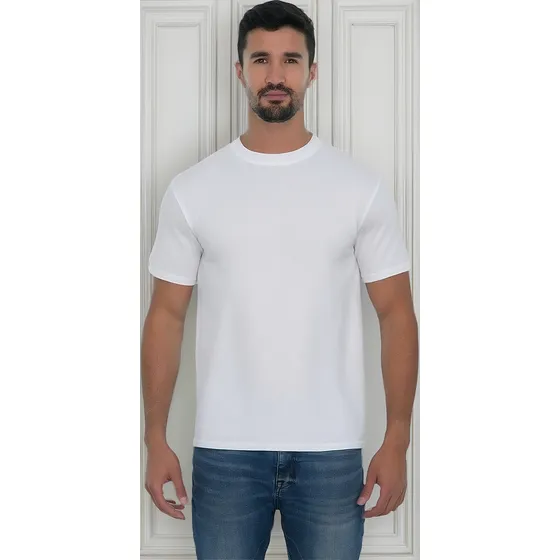 Lote De 3 Playeras Blancas Cuello Redondo Para Hombre 