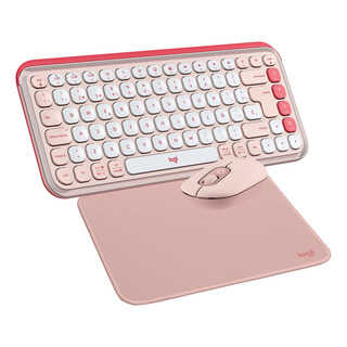 Kit De Teclado Y Mouse Pop Icon + Mousepad Logitech Rosado Kit De Teclado Y Mouse Pop Icon + Mousepad Logitech Rosado
