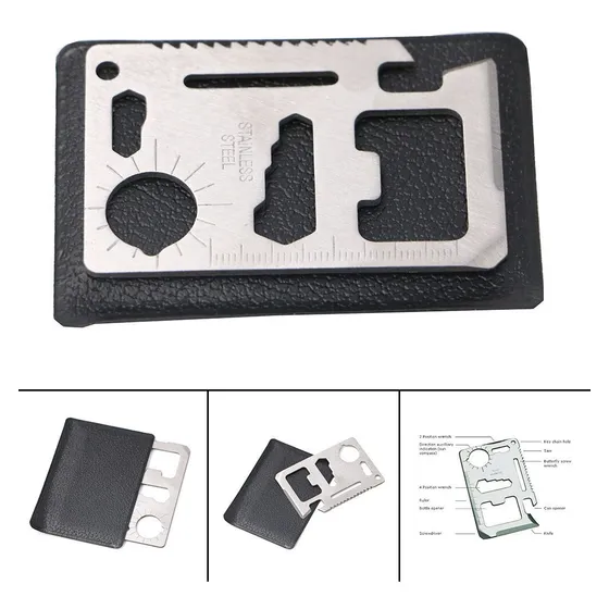 Multi Herramienta 11 En 1 Tarjeta Cuchillo Sierra Brujula