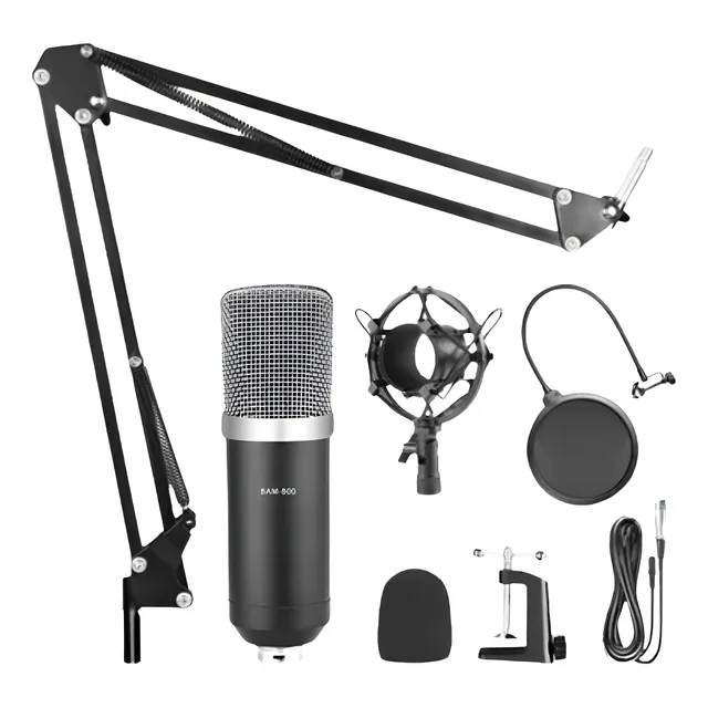 Micrófono Hügel Cm800 Kit Condensador Cardioide Color Negro