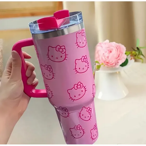 Termo Hello Kitty De Acero Inoxidable Color Rosa 1200ml Thermalstar
