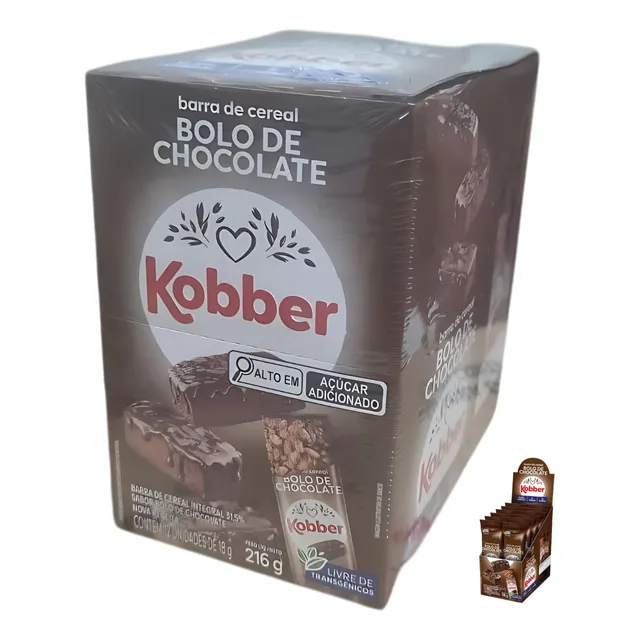 Barra De Cereal Kobber 216g Display 12un Bolo De Chocolate