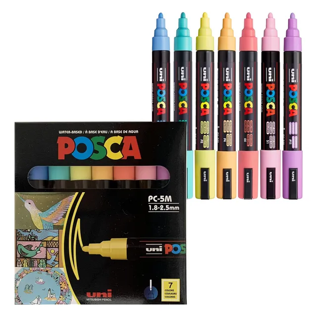 7 Marcadores De Pintura Posca Pastel, Marcadores Posca Media