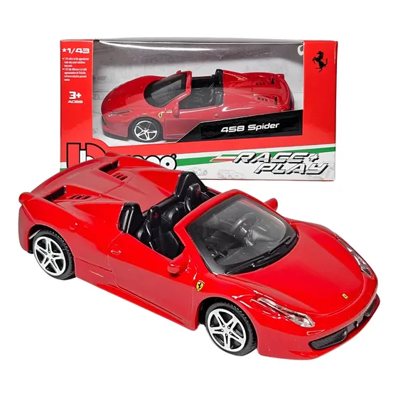 Miniatura Ferrari 458 Spider 11cm 1/43 Bburago Race E Play