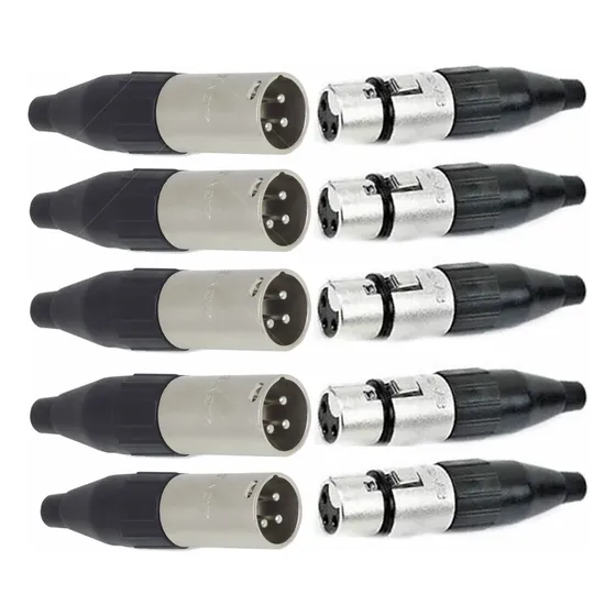 Kit 5 Par Conectores Xlr Macho/femea Canon Santo Angelo Sa2x