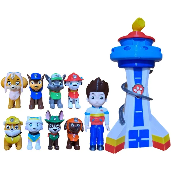 Paw Patrol 9 Personajes + Torre 