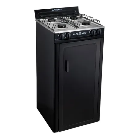 Parrilla Gabinete Alfamex,gas Lp 4q, Cubierta De Acero Inox. Color Negro