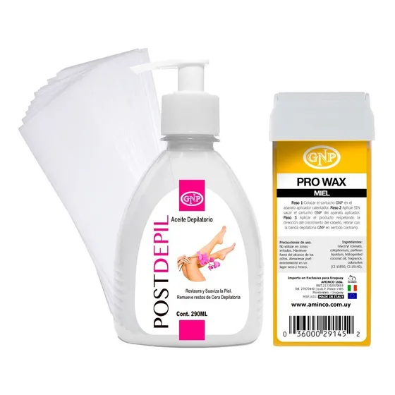 Kit Depilatorio Cera Depilatoria Gnp, Aceite Y Bandas.